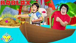 Ryan amp Daddy BUILD A BOAT FOR TREASURE in Roblox Where’s the Treasure [upl. by Rosen742]