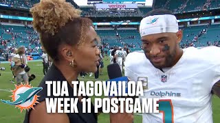 Tua Tagovailoa PRAISES Dolphins ability to grind out wins reinsert themselves in playoff race [upl. by Naillik]