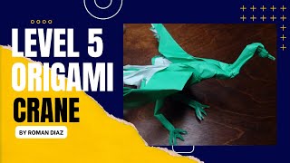 My Hardest Fold Yet Origami crane by roman Diaz level five origami bird [upl. by Singleton]