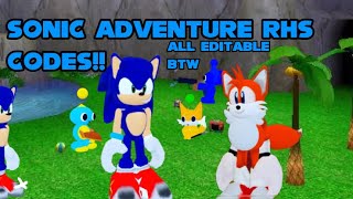 Sonic adventure RHS Codes ALL EDITABLE [upl. by Queridas528]