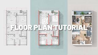 How to create a floor plan in 3 different styles [upl. by Kiki200]