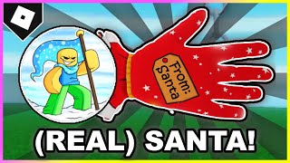 How to ACTUALLY get SANTA GLOVE  quotEpic Christmas Swag Points Accumulatorquot BADGE in SLAP BATTLES [upl. by Ahsym]