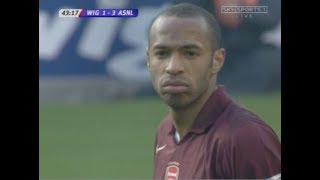 Thierry Henry legendary free kick vs Wigan 200506  quotIs that enoughquot [upl. by Lyrrehs199]