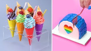 💛💚🤍🧡 Yummy amp Perfect Cake Decorating Tutorials  Most Satisfying Rainbow Cake Decorating Compilation [upl. by Gerstner]