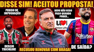 CARVALHAL DIZ SIM AO FLA E RECUSA BRAGA GABIGOL NO BARCELONA RODNEI DESEJADO UNION CALOT FLAMENGO [upl. by Marin382]