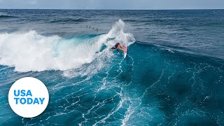 Olympic surfing at Tahitis Teahupo’o one of the worlds best waves  USA TODAY SPORTS [upl. by Zannini25]