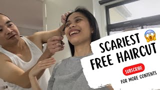 SCARIEST FREE HAIRCUT USING THINNING SCISSORS  Pink Gaey 🩷 [upl. by Hillinck]