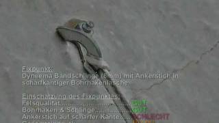 Dyneema Bandschlinge  Ankerstich in scharfkantiger Bohrhakenlasche [upl. by Swords]