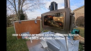 Hot Tent Camping Wood Stove Review of RBM Caminus M Unboxing and First Burn Review [upl. by Ellehsad546]