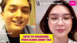 LATEST UPDATE FRANCINE DIAZ AT SETH FIDELINE NAGKULITAN SA IG LIVE NI CHIN 😍 [upl. by Suivatra]