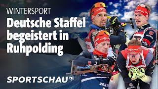 Biathlon MännerStaffel feiert HeimErfolg in Ruhpolding  Sportschau [upl. by Gertruda]