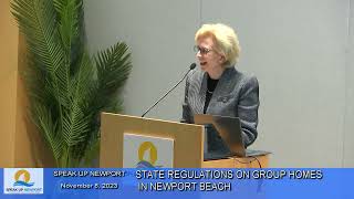 Speak Up Newport  State Regulations of Group Homes in Newport Beach [upl. by Eceinaj]