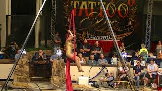 Cheryls Aerial Silks Performance from Tornado Alley Tattoo Expo [upl. by Mcnelly556]