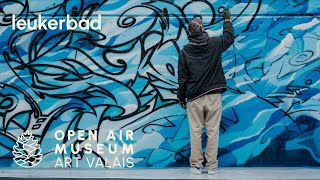 LEUKERBAD ◉ TYMOUR BANDI ALAIN VIRUS  ‘Waves amp Wild’ mural graffiti  Art Valais OPEN AIR MUSEUM [upl. by Hahsia]