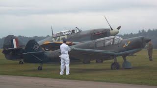 Hawker Hurricane IIb and Messerschmitt Bf108 Nord N1002  Lasham 1940s Hangar Party [upl. by Groves]