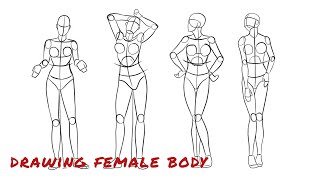 how to draw female body from difrent angle with simple shapes  drawing tutorial [upl. by Sidon]