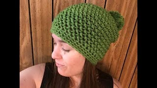 Herringbone Half Double Crochet Hat Tutorial [upl. by Warde780]