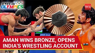 India Gets First Wrestling Medal At Paris Aman Sehrawat Clinches Olympic Bronze [upl. by Khichabia]