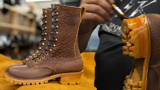 How Its Made  Bison Leather Work Boots  JK Boots [upl. by Doralyn]