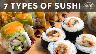 How to make 7 Types of Sushi  Japanese Food  The Far East Cuisine [upl. by Anitnegra]