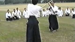 1989 UKA Summer School  TK Chiba Sensei Jyo Basics from Kesa  Kaiten Uchiotoshi [upl. by Enitsed]