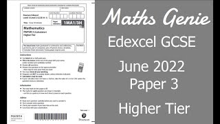 Edexcel GCSE Maths June 2022 3H Exam Paper Walkthrough [upl. by Ahswat]