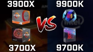 Ryzen 9 3900X vs Core i99900K vs Ryzen 7 3700X vs Core i79700K Real Benchmarks [upl. by Trahurn]