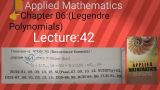 Applied MathematicsLecture42Legendre polynomials Honours 4th year [upl. by Allebasi34]