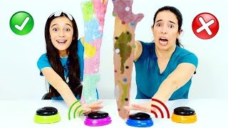 NÃO APERTE O BOTÃO ERRADO DE SLIME ★ Desafio MISTURANDO slimes com a Mamãe WRONG BUTTON CHALLENGE [upl. by Nodnalb]