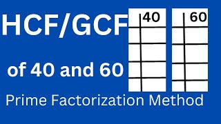 HCF of 40 and 60 by Prime Factorization Method [upl. by Wons968]