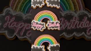 Neon rainbow birthday cookies decorated with royal icing 🌈 decoratedcookies cookiedecorating [upl. by Miranda]