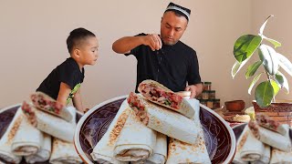 Uy shatoyitida Lavash tayyorlash  Shawarma Cooking Popular Street Food At Home  YasharBek [upl. by Bilicki]