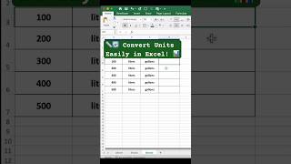 Simple Steps to Convert Liters to Gallons in Excel 📊 shorts ytshorts ytviral [upl. by Ponce]