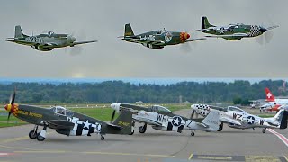 SPECTACULAR P51 Mustang TRIO Engine Roar Aerobatics amp Low Passes at Bern in Switzerland [upl. by Eniawd]