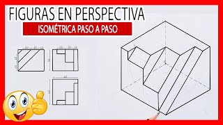 ⚡ Perspectiva ISOMETRICA a partir de las VISTAS ⚙️ Figuras en isométrico 01 [upl. by Attennek]