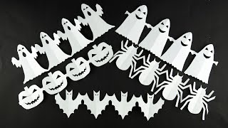 Paper Cutting Design🎃5 garland ideas for Halloween decorations Easy [upl. by Adnima]