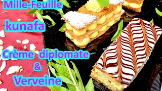 Millefeuille  Kunafa  Crème diplomate amp Verveine simple et super Bonfood recipenadichannel [upl. by Aelaza]