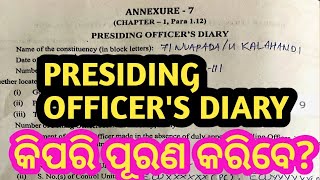 Presiding officers diary  How to fillup presiding officers diary  presiding officer diary form [upl. by Alessandra359]