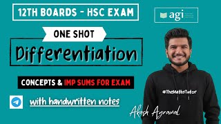 One Shot Differentiation  Class 12th Commerce  Maths 1  HSC Commerce 2022  Akash Agrawal [upl. by Baerl539]