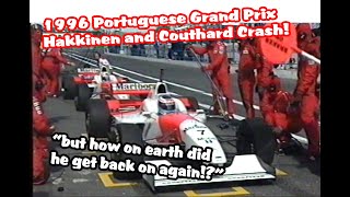 Mika Hakkinen amp David Couthard Crash 1996 Portuguese Grand Prix [upl. by Bodrogi432]