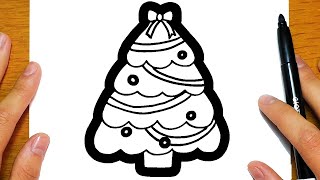 HOW TO DRAW A CHRISTMAS TREE  Easy drawings [upl. by Svoboda]