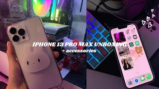 Unboxing Iphone 13 pro max  accessories  aesthetic  256GB SILVER EDITION [upl. by Hollie]