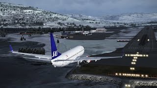 FSX HD  SAS 737800 Snowstorm Approach to Tromsø [upl. by Gader]