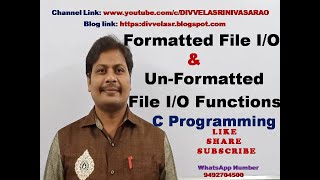 Formatted amp Unformatted file input output functions in C  Unformatted amp Formatted file IO [upl. by Kasper]