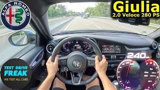 2024 Alfa Romeo Giulia Q4 Veloce 280 PS  Autobahn POV Top Speed with Fuel Consumption [upl. by Eckardt563]