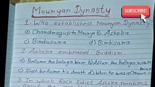 25 Important questions of Mauryan Dynasty seriousstudy1705 [upl. by Eiramanel]