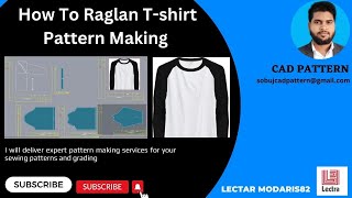 how to make tshirt raglan sleeve cad pattern Lectar software Tutorial [upl. by Joashus]