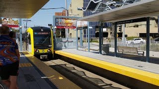 LA Metro Rail Expo Line Train Arrives at Santa Monica Downtown Station [upl. by Darryn]