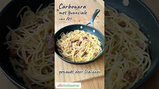 Carbonara recept met guanciale van Albert Heijn 🍝 gemaakt door Italianen carbonarapasta guanciale [upl. by Itnavart]