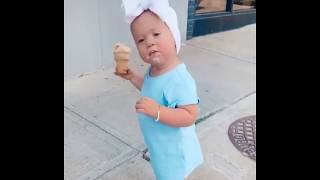 Toddler eating her first ice cream cone [upl. by Niwdog67]